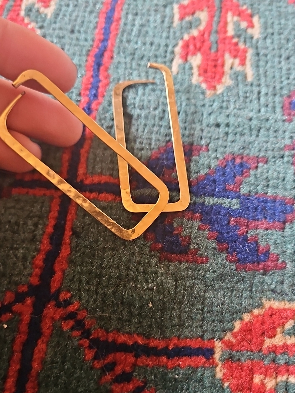 Modern Gold Rectangular Hoop Earrings - Women Accessories